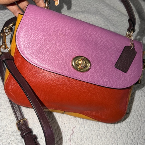 Coach Purple and Red Leather Shoulder Bag - Picture 4 of 4